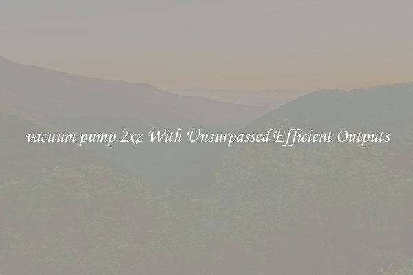 vacuum pump 2xz With Unsurpassed Efficient Outputs