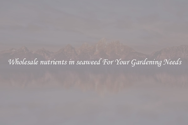 Wholesale nutrients in seaweed For Your Gardening Needs