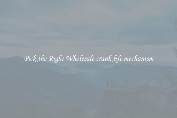 Pick the Right Wholesale crank lift mechanism