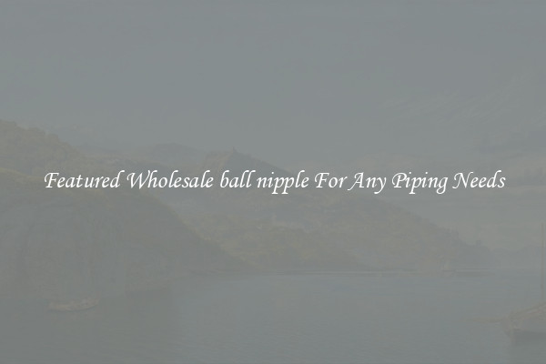 Featured Wholesale ball nipple For Any Piping Needs